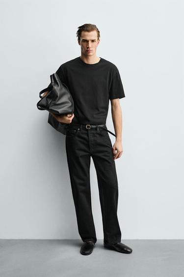 CROPPED FIT MERCERISED T-SHIRT - Black by Zara