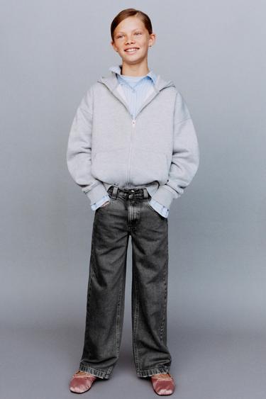 Zara DRAWSTRING BARREL JEANS - Gray