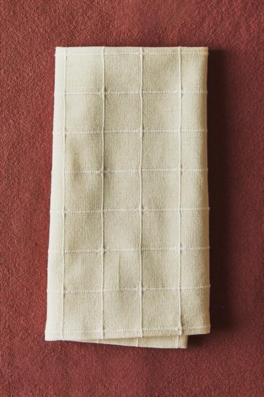 DYED THREAD GRID NAPKINS (PACK OF 2) - Butter by Zara - Image 5