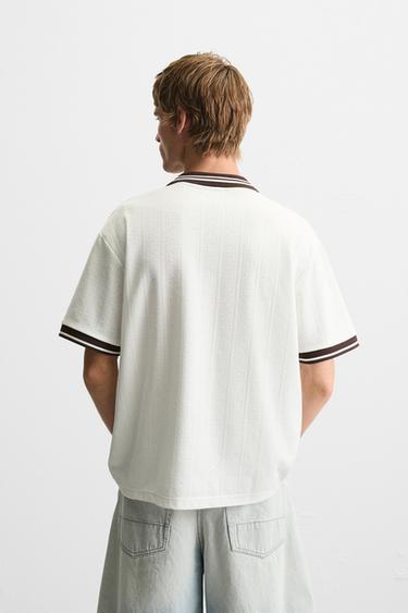 EMBROIDERED SLOGAN JACQUARD POLO SHIRT - White by Zara - Image 2