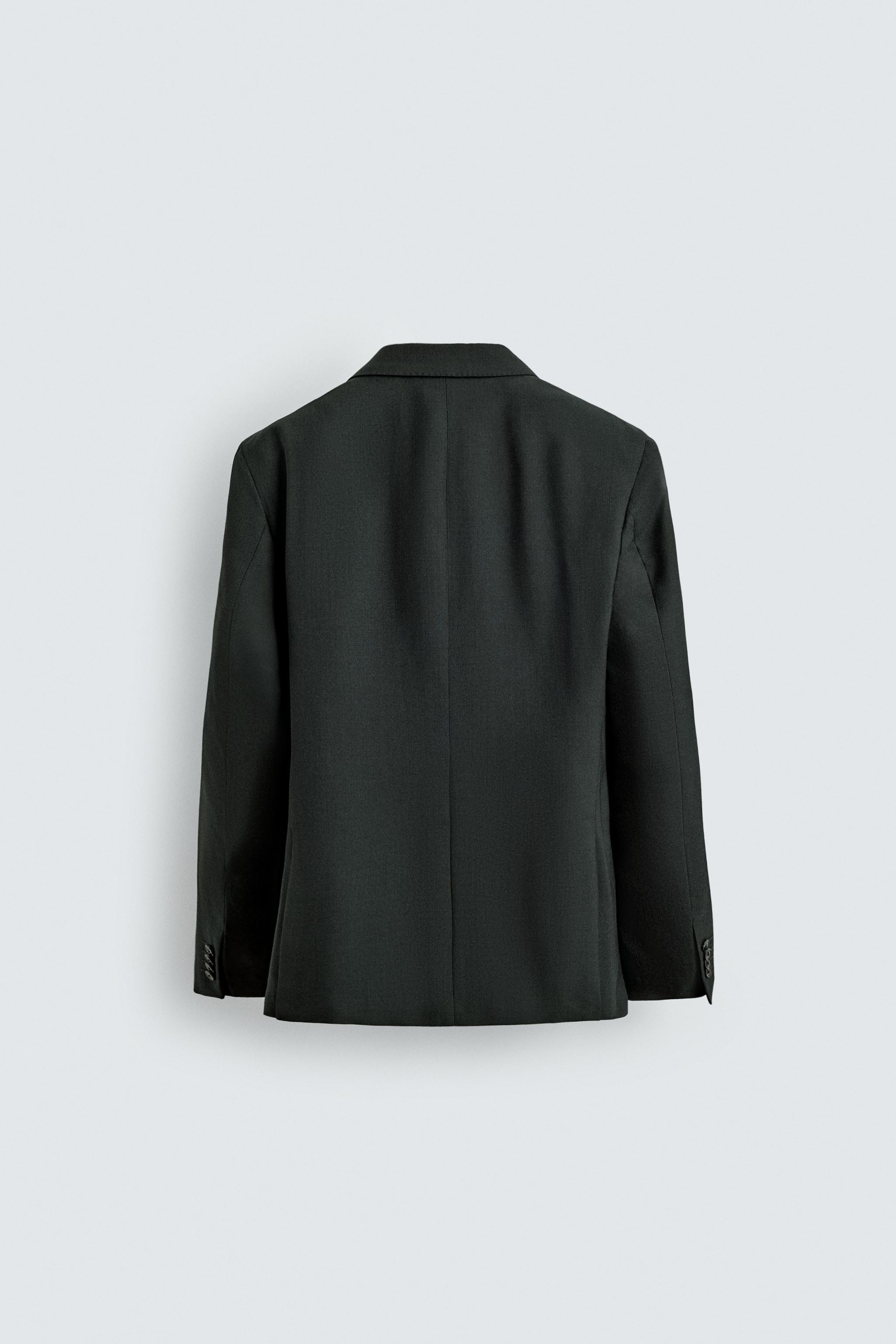 DOUBLE BREASTED WOOL BLEND SUIT JACKET