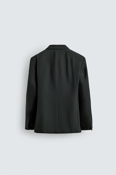 DOUBLE-BREASTED WOOL BLEND SUIT BLAZER - Dark green by Zara - Image 8