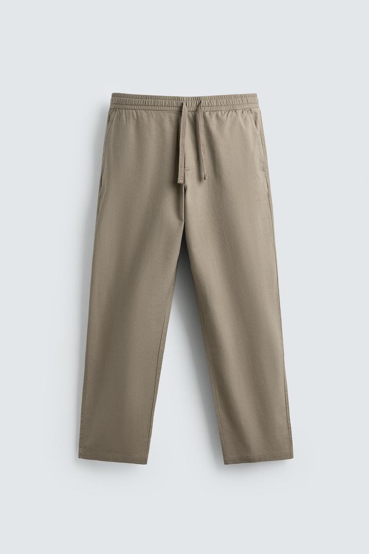 ZARA COTTON/LINEN RELAXED FIT TROUSERS