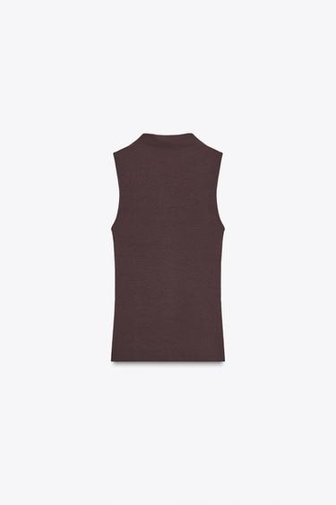 COTTON MODAL TOP - Burgundy by Zara