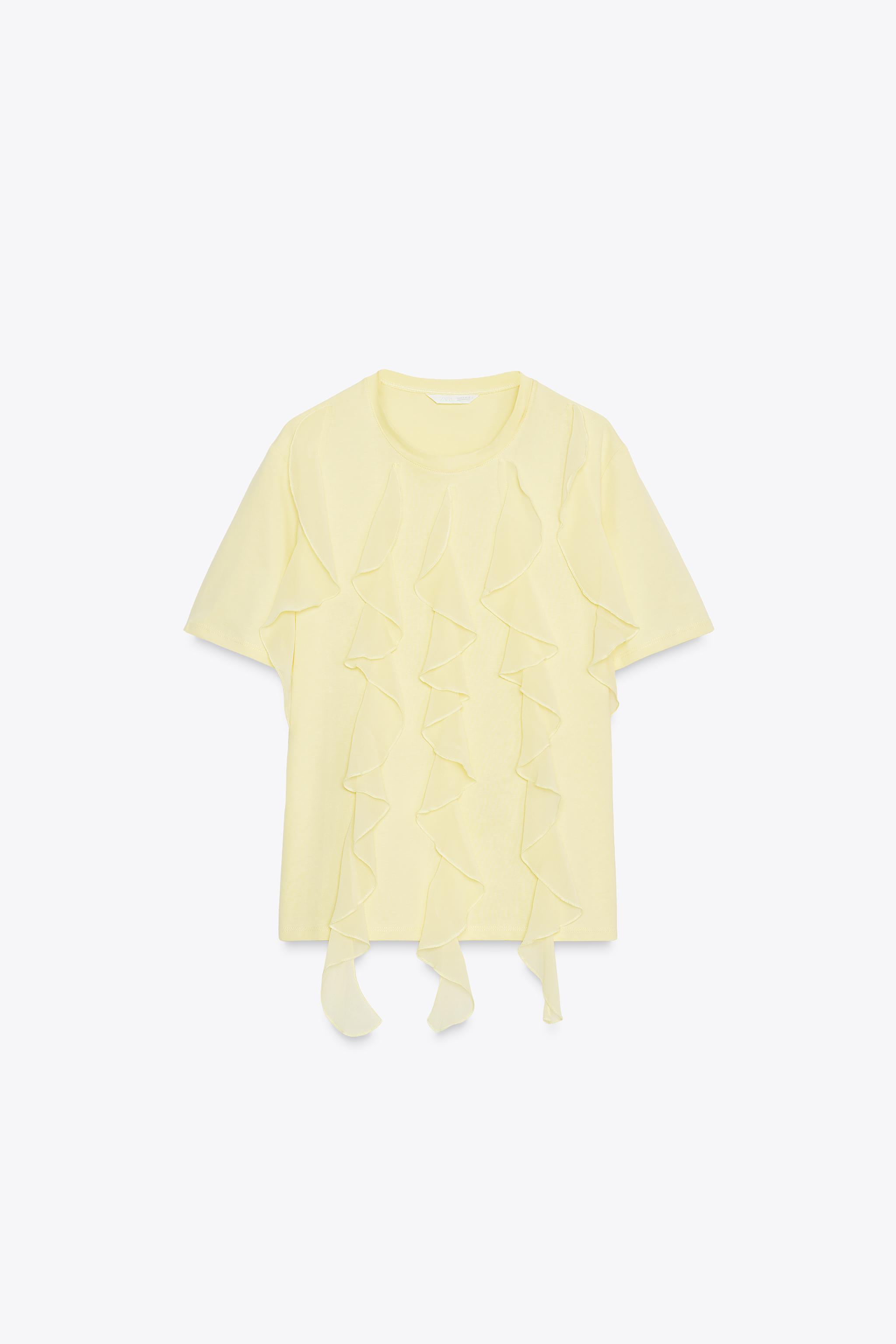 T-SHIRT VOLANTS SUR LE DEVANT