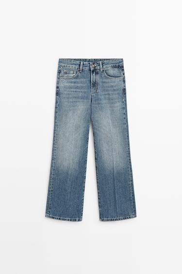 Zara Mid-waist cropped flare fit jeans - Mid-blue