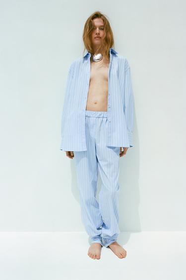РУБАШКА OVERSIZE В ПОЛОСКУ С ПУГОВИЦАМИ СЗАДИ — Синий/Белый от Zara — изображение 0