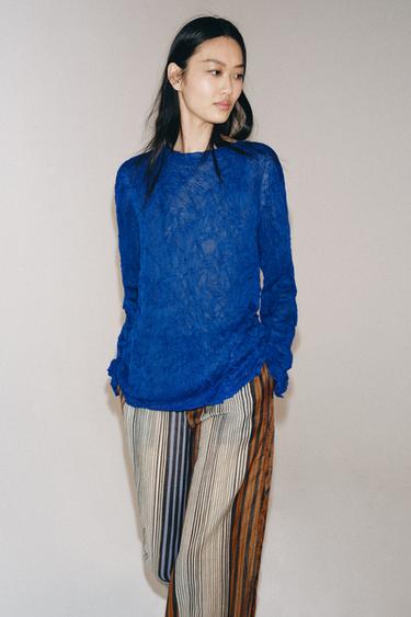 CRUMPLED EFFECT KNIT JUMPER - Cornflower blue by Zara - Image 2