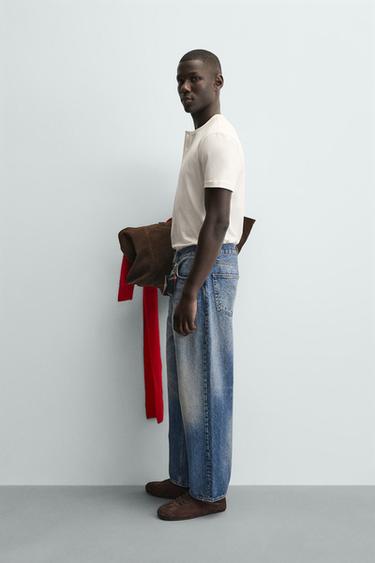 T-SHIRT À COL TUNISIEN - Blanc de Zara - Image 3