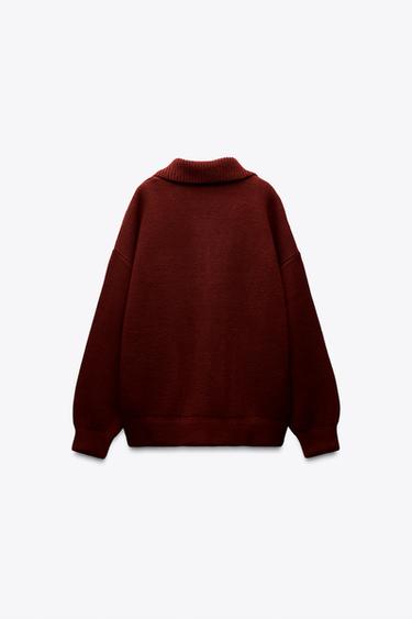 GILET EN MAILLE OVERSIZE - Bordeaux de Zara - Image 5