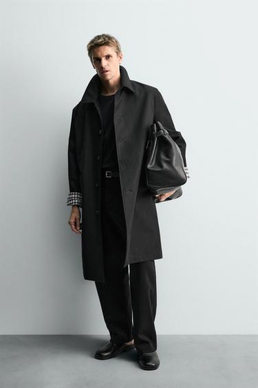 LIMITED EDITION CHECK COMBINATION TRENCH COAT - Black by Zara