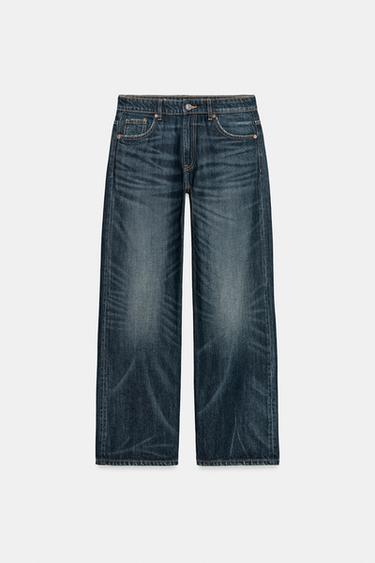 JEANS DENIM TRF RELAXED TIRO MEDIO - Índigo oscuro de Zara - Imagen 0