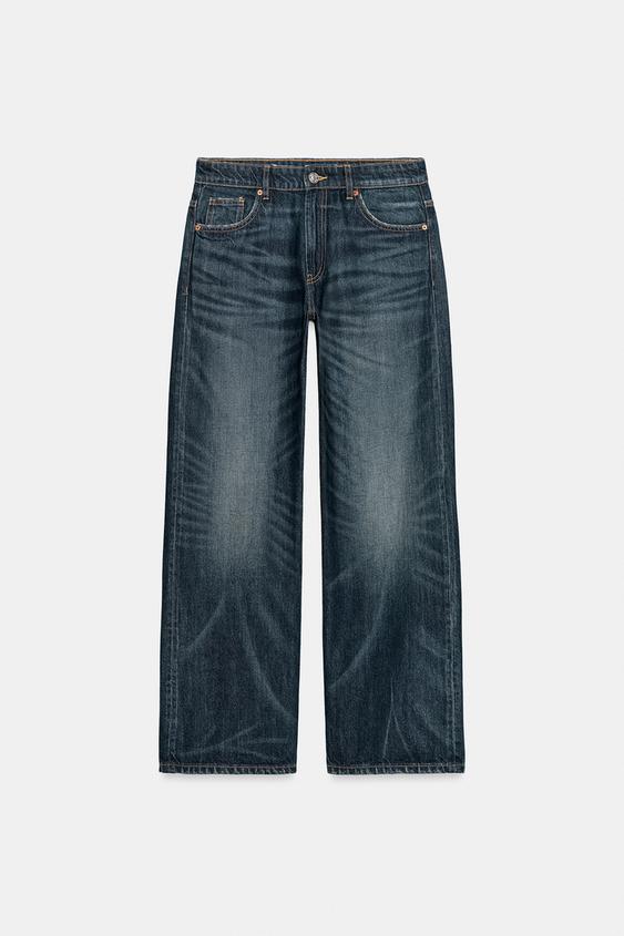 JEANS DENIM TRF RELAXED TIRO MEDIO - Índigo oscuro de Zara - Imagen 0