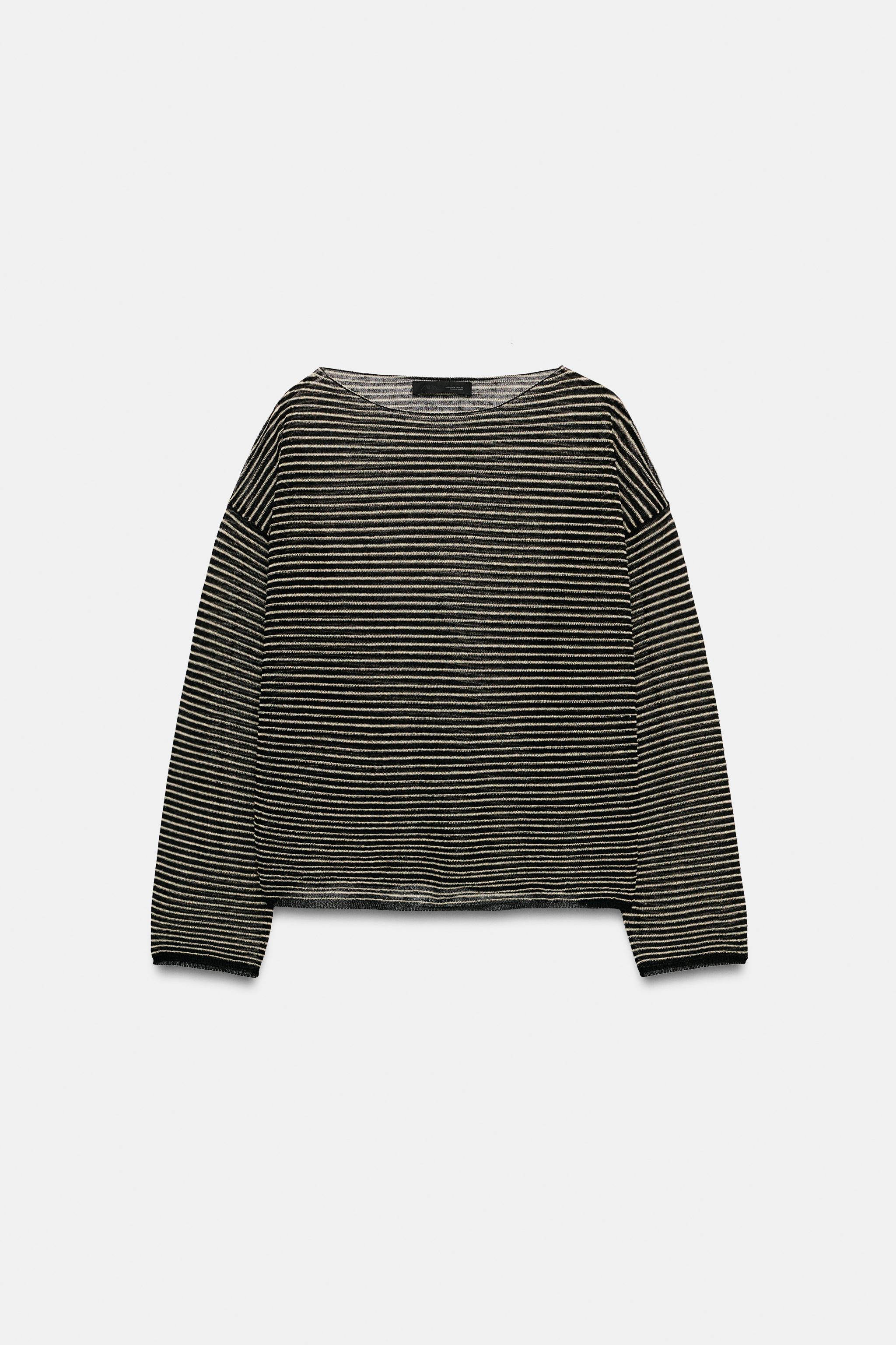 STRIPED FINE KNIT LINEN JUMPER
