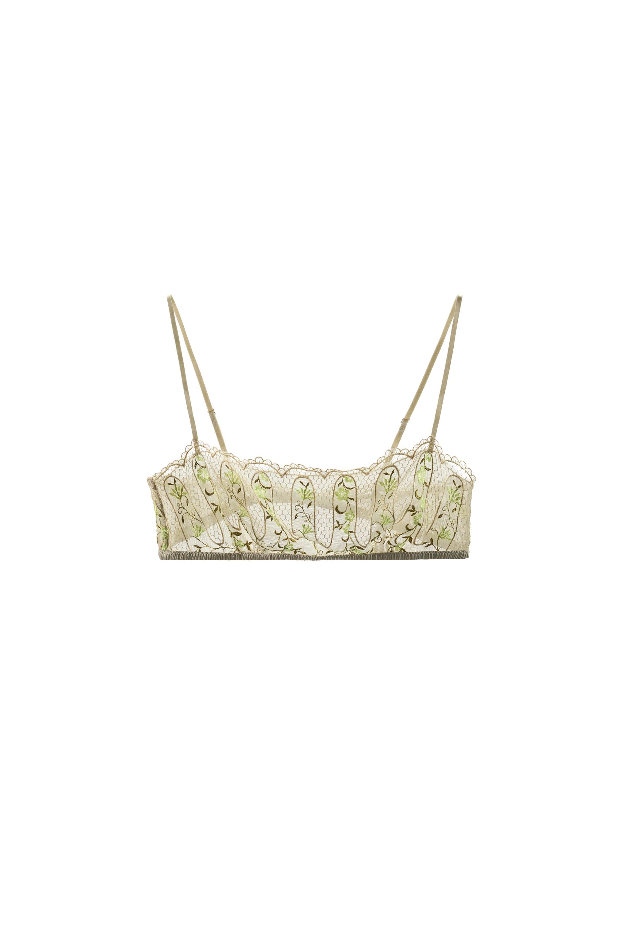 EMBROIDERED FLOWER LACE BANDEAU BRA