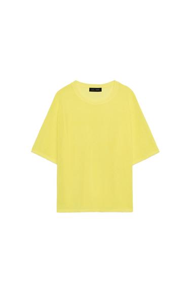 ТОП ИЗ ТОНКОГО ТРИКОТАЖА С КОРОТКИМИ РУКАВАМИ — ЖЕЛТЫЙ от Zara