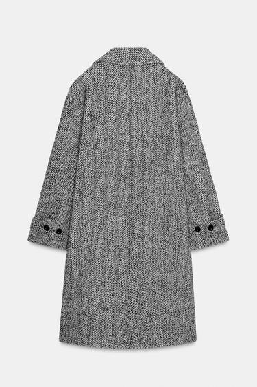 MANTEAU À CHEVRONS - Blanc / Noir de Zara - Image 8