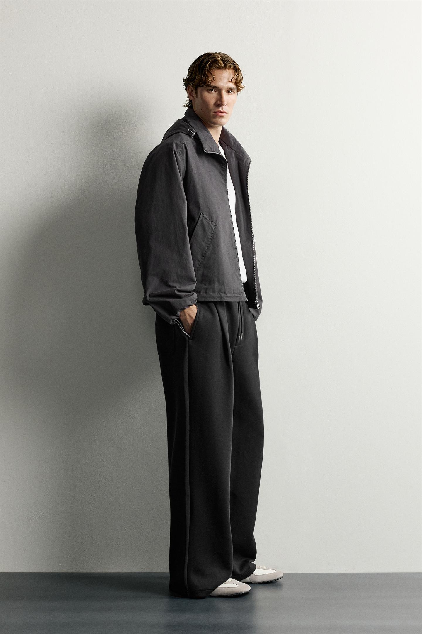 Мужские брюки Zara Pleated Balloon-Fit, цвет: Чёрный — фото 4