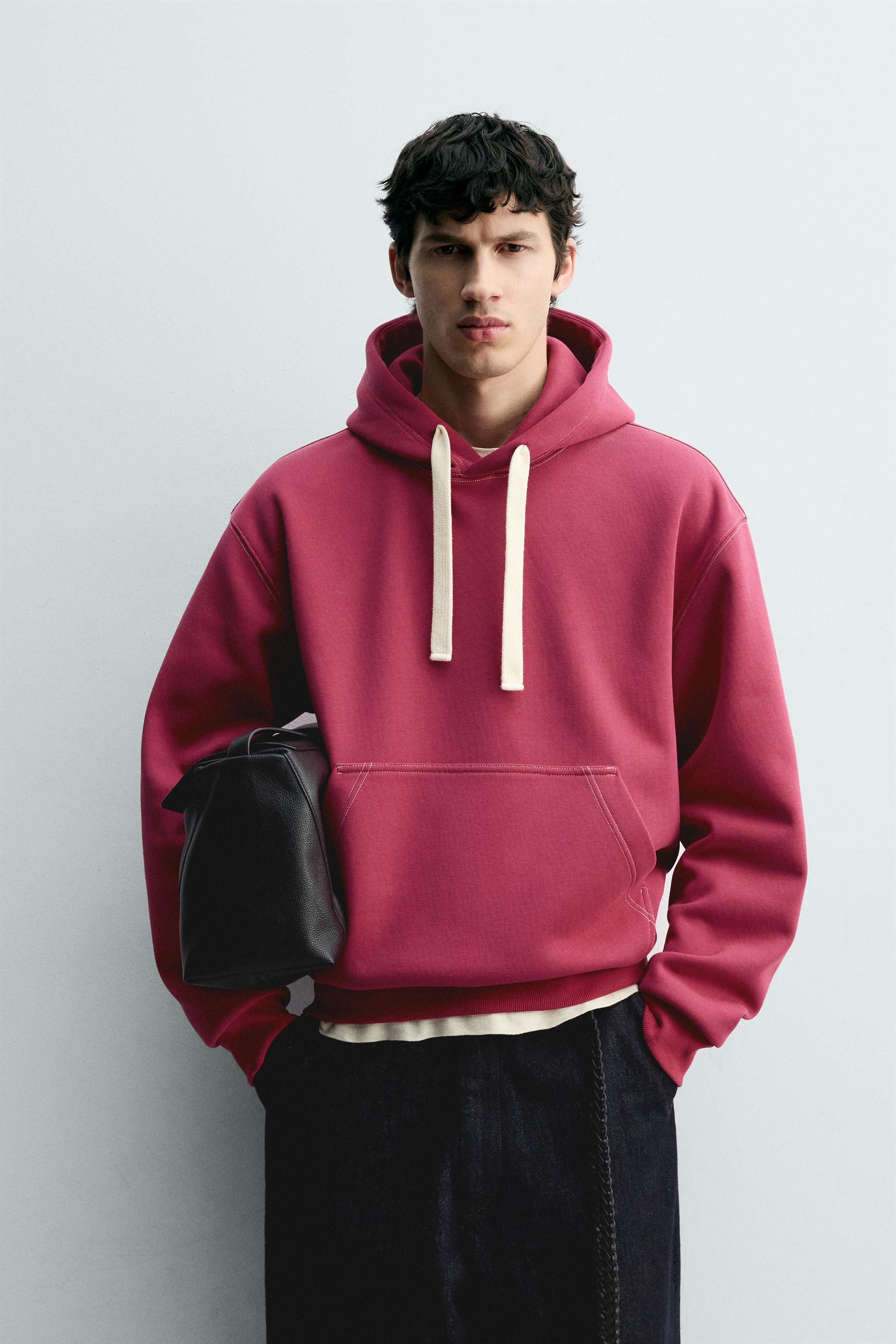 TOPSTITCHED HOODIE SWEATSHIRT