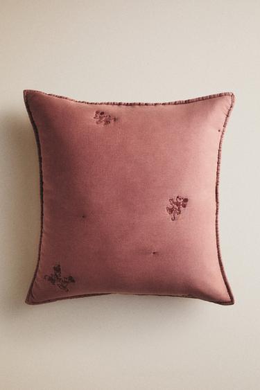 Zara KIDS’ MICKEY & MINNIE ©DISNEY QUILT THROW PILLOW COVER - Russet