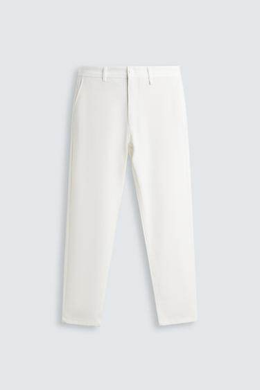 TEXTURED COMFORT TROUSERS - Oyster-white by Zara