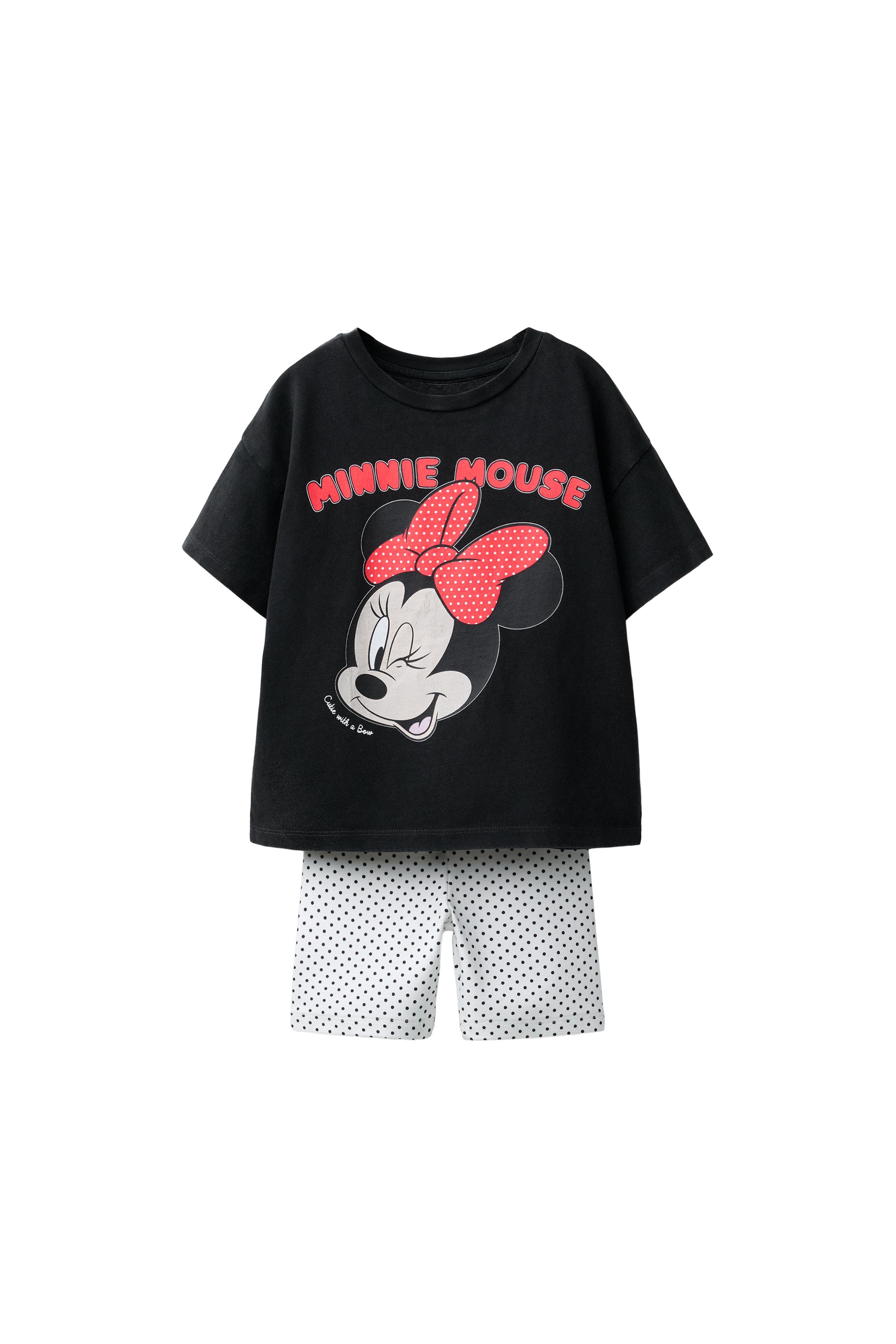 ミニーマウス©ディズニーTシャツ＆サイクリストレギンスドットプリント