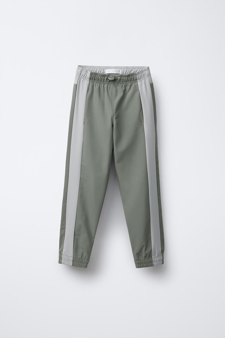 TECHNICAL JOGGER TROUSERS WITH SIDE STRIPE Light green ZARA