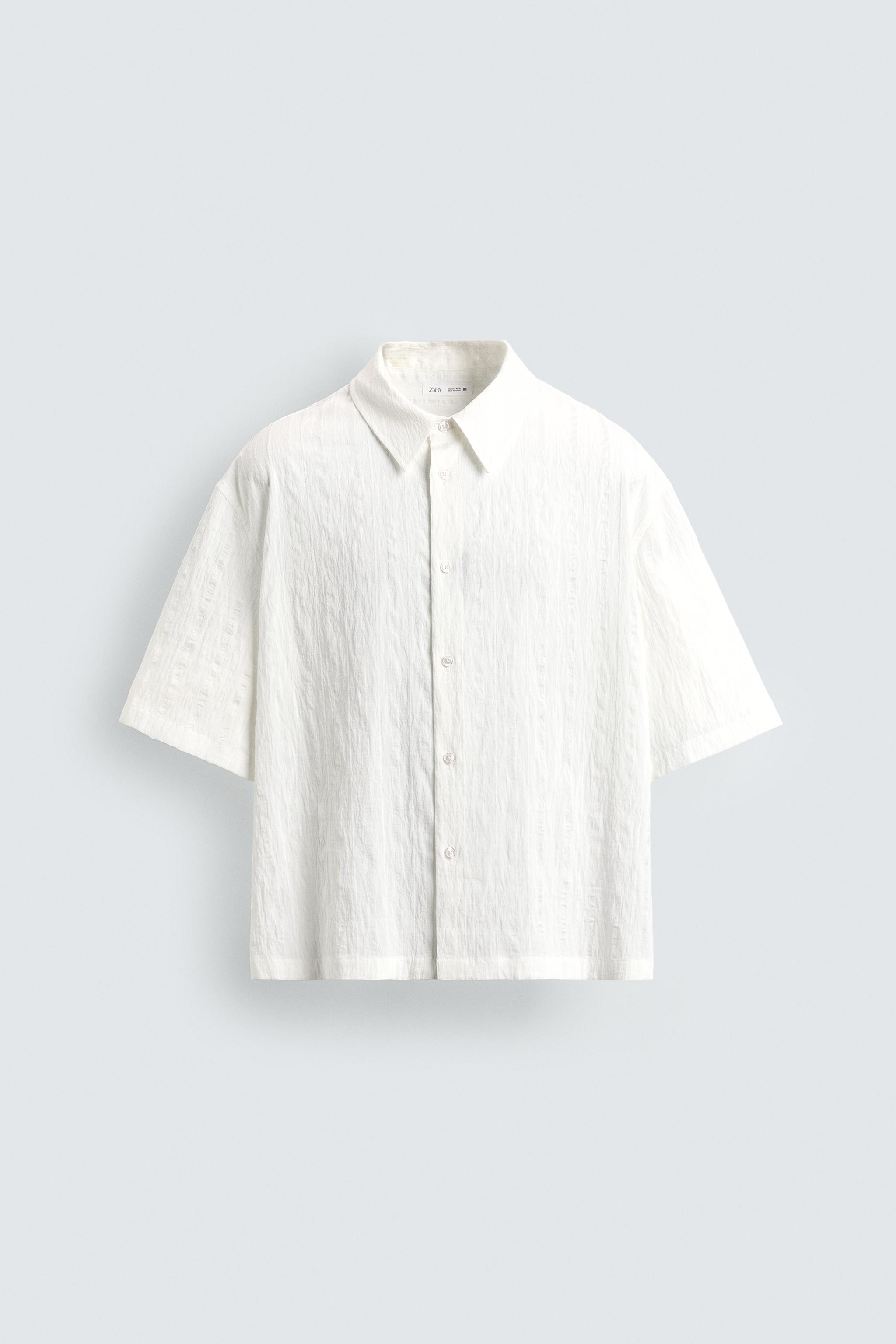 STRIPED TEXTURED FLOWING SHIRT - Oyster-white | ZARA India