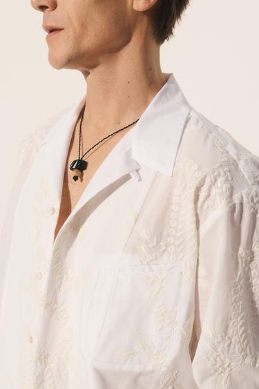 EMBROIDERED RELAXED FIT SHIRT - Ecru by Zara - Image 2