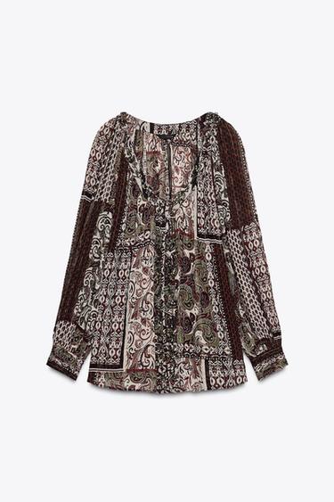 BEADED BLOUSE WITH METALLIC THREAD PRINT - Multicoloured by Zara - Image 5