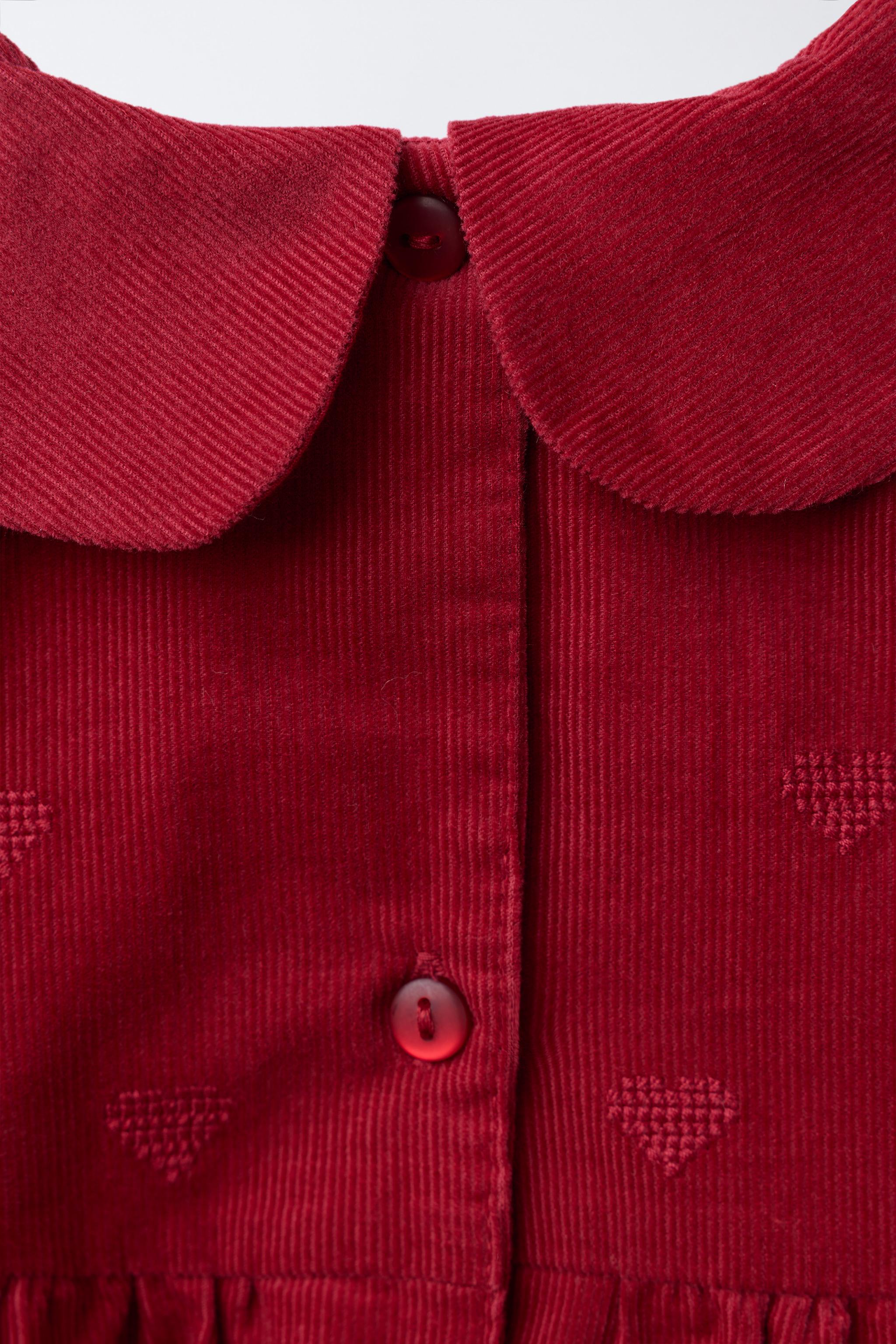 ROBE ET CULOTTE EN VELOURS CÔTELÉ BRODÉS CŒURS