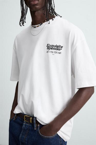 T-SHIRT À IMPRIMÉS EN RELIEF - Blanc de Zara - Image 5