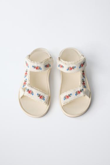 EMBROIDERED TECHNICAL SANDALS - Ecru White by Zara - Image 3