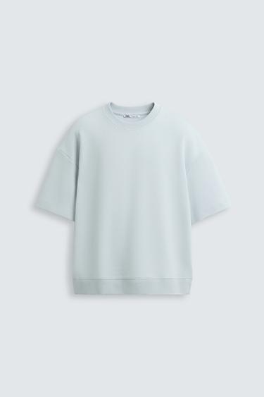 Zara TECHNICAL INTERLOCK SWEATSHIRT - Dusty blue