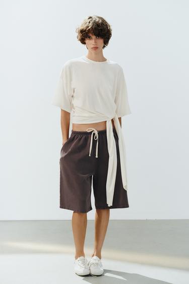 T-SHIRT ASSIMÉTRICA COM ABERTURA - Cru-claro da Zara - Imagem 0