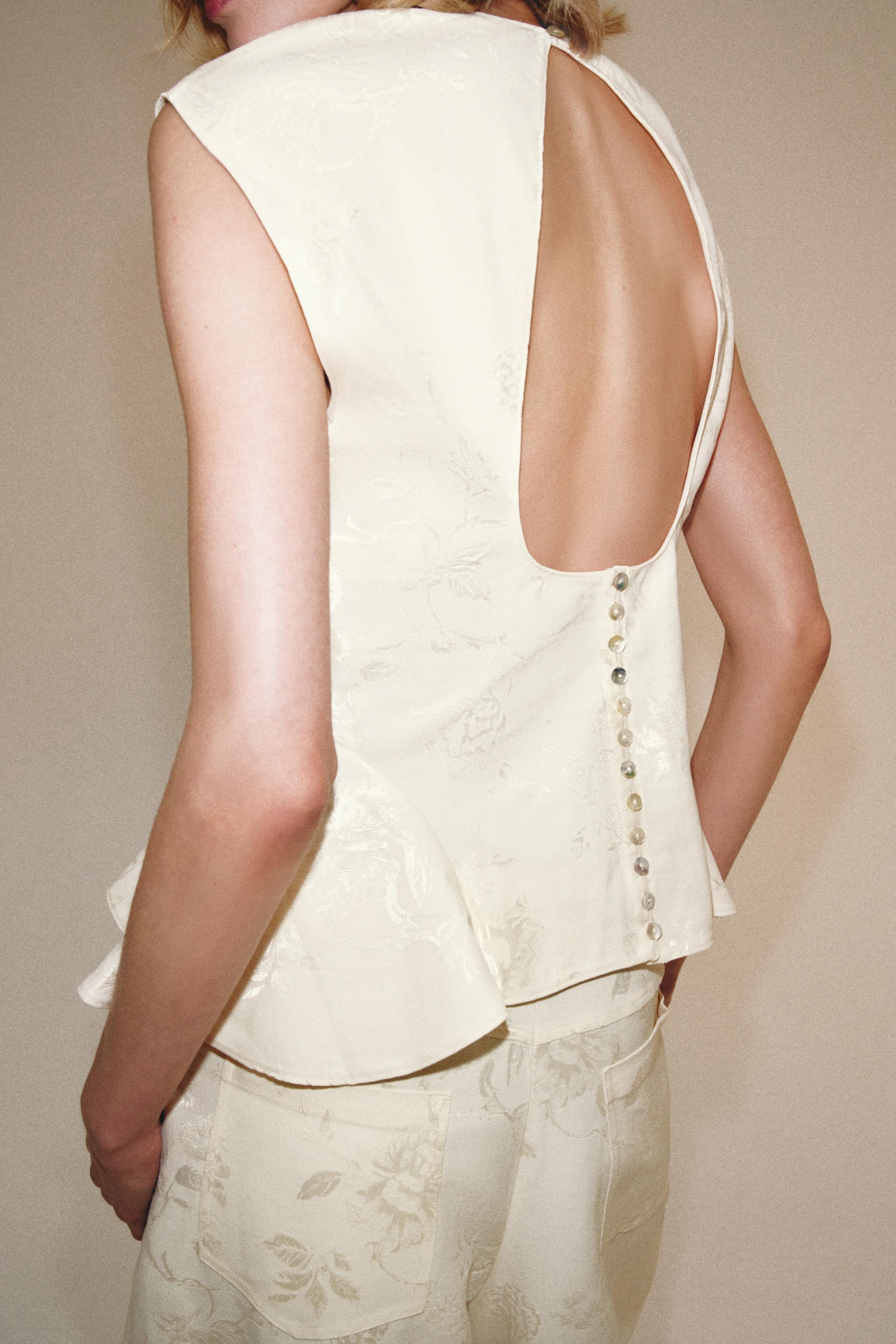 Женские рубашки Zara ZW COLLECTION JACQUARD PEPLUM SHIRT — фото 4