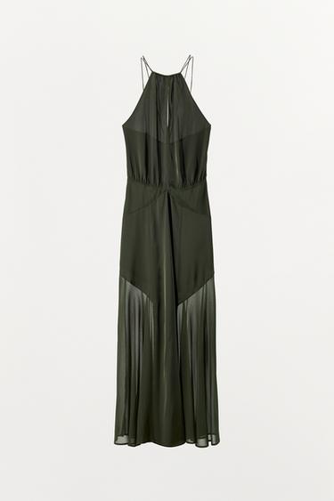 ROBE LONGUE HALTER - Kaki de Zara - Image 6