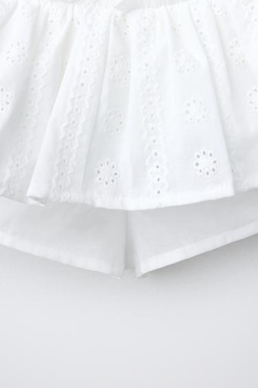 JUPE-SHORT SCHIFFLY À VOLANTS - Blanc de Zara - Image 3