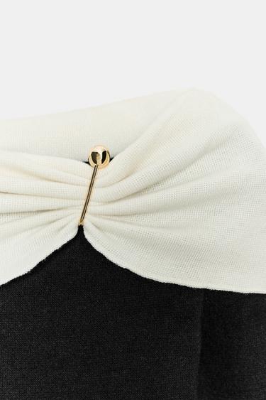 SOFT TOP WITH BUCKLE - Black / Ecru by Zara - Image 7