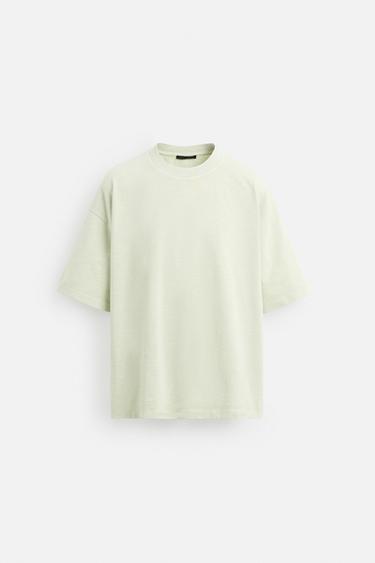 Zara WASHED BOXY FIT T-SHIRT - Light green