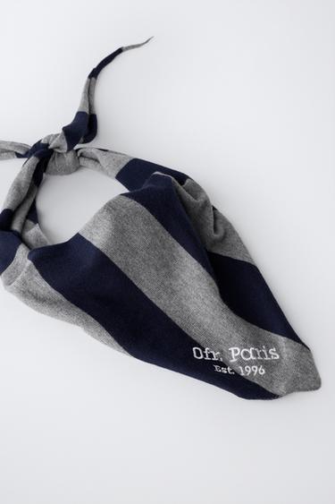 0FR. PARIS X ZARA EMBROIDERED TEXT SCARF — Anthracite grey 2