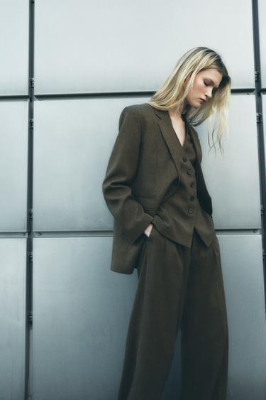 Zara BUTTON VEST ZW COLLECTION - Mid khaki