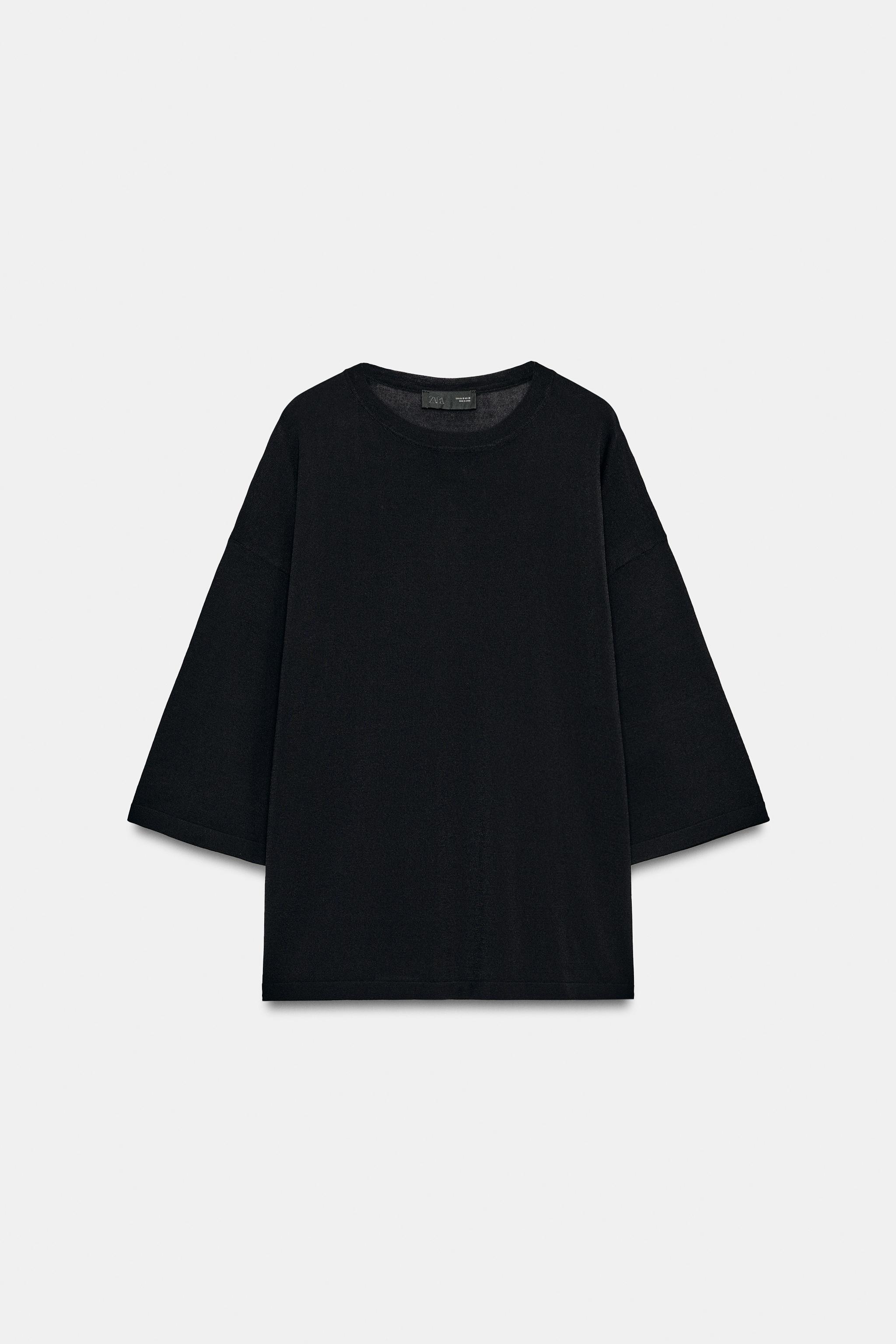 ELBOW-LENGTH SLEEVE KNIT TOP
