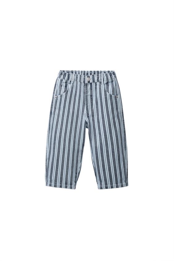 Zara STRIPED BAGGY JEANS - Blue / White - Image 0