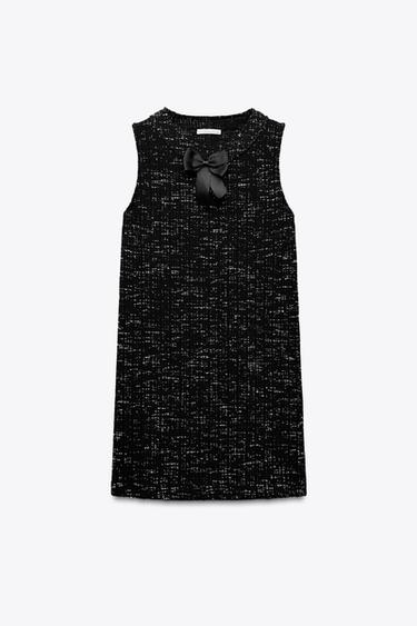SHORT TEXTURED DRESS WITH TIE - Black by Zara - Image 3