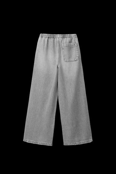 JEANS MIT WEITEM BEIN UND KORDELZUG - Grau von Zara