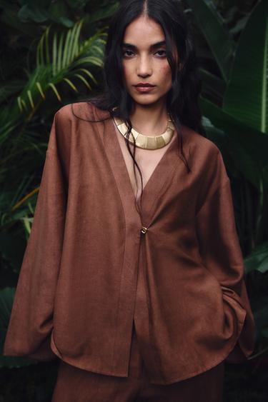 DOUBLE-BREASTED JACKET - dark russet by Zara