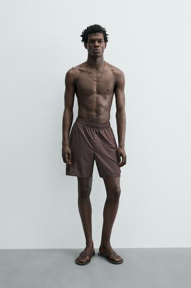 LONG CARGO SWIMMING TRUNKS - Dark brown by Zara - Image 0