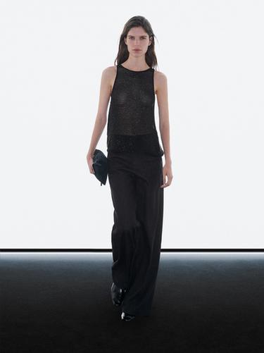 Zara Semi-sheer top with matching beads - Black - Image 0