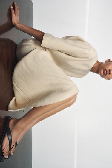 Zara FLAT LEATHER SANDALS - Black